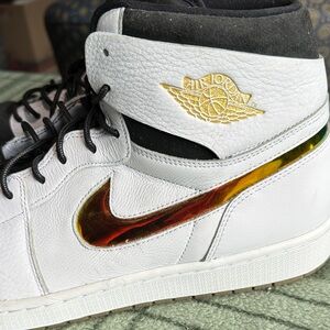 Air Jordan White and Black High-Top Sneakers size 17